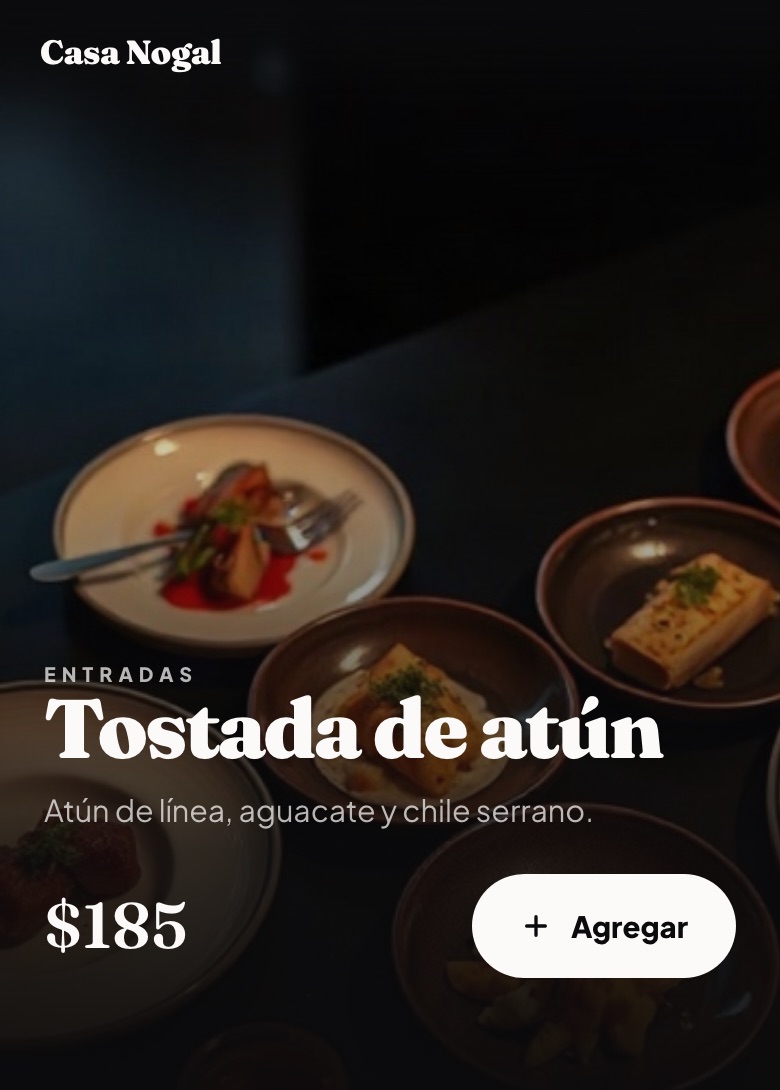 Menú de ejemplo de Casa Nogal